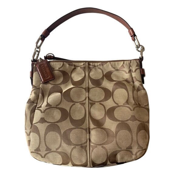 COACH Brown + Tan Signature Canvas + Leather Chelsea Ashlyn Women's Hobo Bag - Picture 9 of 10